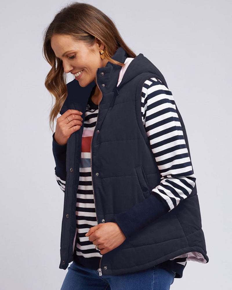 CORD PUFFER VEST NAVY – THE DRAWING BOARD