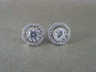 ROUND CUBIC ZICONIA STUDS WITH SURROUND
