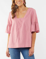 ELLIE FRILL TOP - CHATEAU ROSE